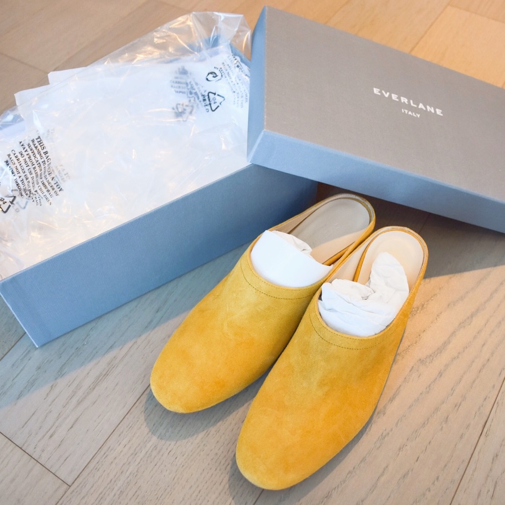 Everlane the day heel Mule Mustard Suede
